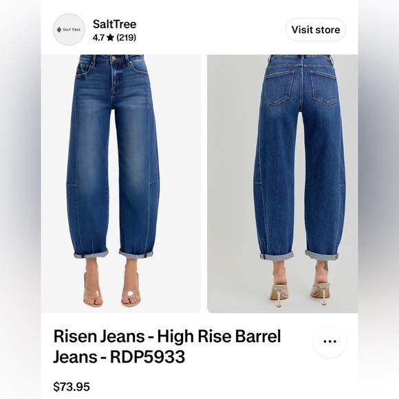 Risen High Rise Barrel Jeans - size 3/26 - Picture 4 of 4